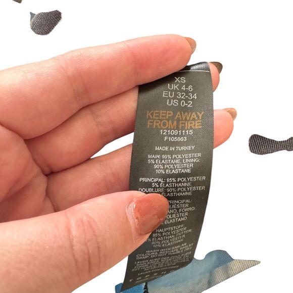 TOPSHOP Mesh Abstract Bodycon Midi Dress‎ Sz 0-2 - Picture 7 of 7